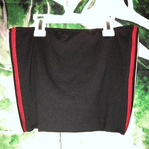 Black Tube Top with Red & White Side Stripe